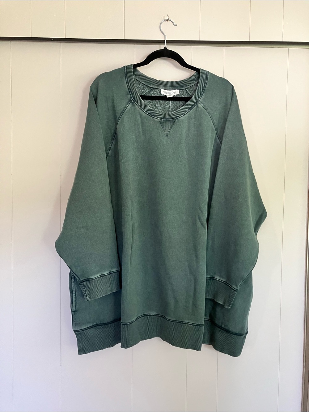 Coldwater Creek Womens 3X Sweatshirt Bottle Green Fleece Pullover Pockets NWT